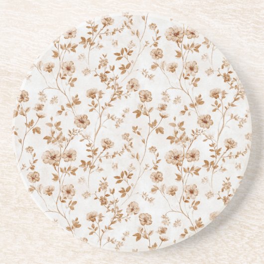 Romantische Creme-Braun-Blumenmuster Getränkeuntersetzer (Vorne)