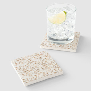 Romantische Creme-Braun-Blumenmuster Steinuntersetzer