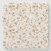 Romantische Creme-Braun-Blumenmuster Steinuntersetzer (Vorderseite)