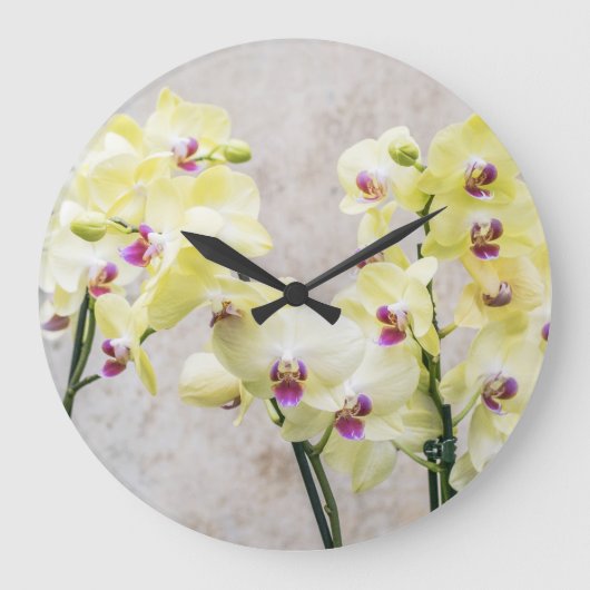 Romantische Creme & Lilac Orchids Große Wanduhr (Vorderseite)