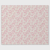 Romantische Creme Pink Glitzer Blumenzehen Geschenkpapier (Flach)