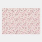Romantische Creme Pink Glitzer Blumenzehen Geschenkpapier Set (Vorderseite)