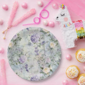 Romantische Creme Purple Blumen Hochzeit Pappteller (Party)