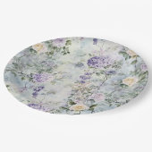 Romantische Creme Purple Blumen Hochzeit Pappteller (Schrägansicht)