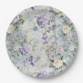 Romantische Creme Purple Blumen Hochzeit Pappteller (Vorderseite)