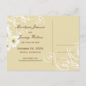 Romantische Creme Rose & Wirbel Foto Save the Date Ankündigungspostkarte (Rückseite)