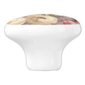 Romantische Creme Rote Blume Keramikknauf (Seitenansicht)