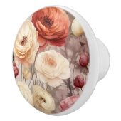 Romantische Creme Rote Blume Keramikknauf (Rechts)