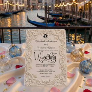 Romantische Creme und formale Kalligrafie mit Kohl Einladung