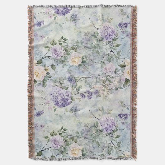 Romantische creme-violette Blumen Decke (Vorderseite Vertikal)