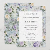 Romantische creme-violette Blumen Geburtstag Einladung (Vorne/Hinten)