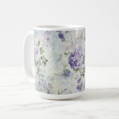Romantische creme-violette Blumen Kaffeetasse (Vorderseite Links)