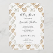 Romantische Creme White Hearts Babydusche Einladung (Vorne/Hinten)