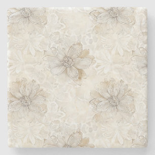 Romantische cremefarbene Elfenbein-Blumen Hochzeit Steinuntersetzer