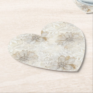 Romantische cremefarbene Elfenbein-Blumen Hochzeit Untersetzer