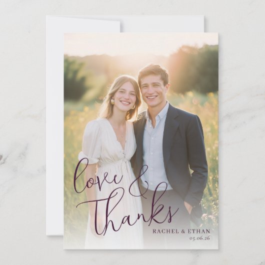 Romantische Cremefarbene Marine Foto Dankeskarte (Vorderseite)