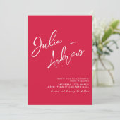 Romantische Crimson Red QR Code Foto Wedding Einladung (Stehend Vorderseite)