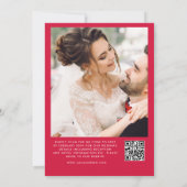 Romantische Crimson Red QR Code Foto Wedding Einladung (Rückseite)