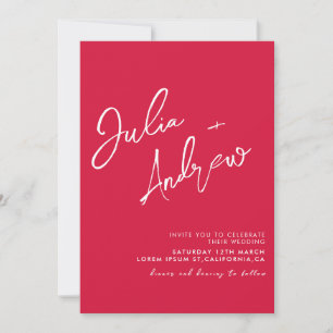 Romantische Crimson Red QR Code Foto Wedding Einladung