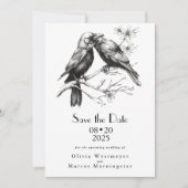 Romantische Crow Lovers Einladung (Vorderseite)