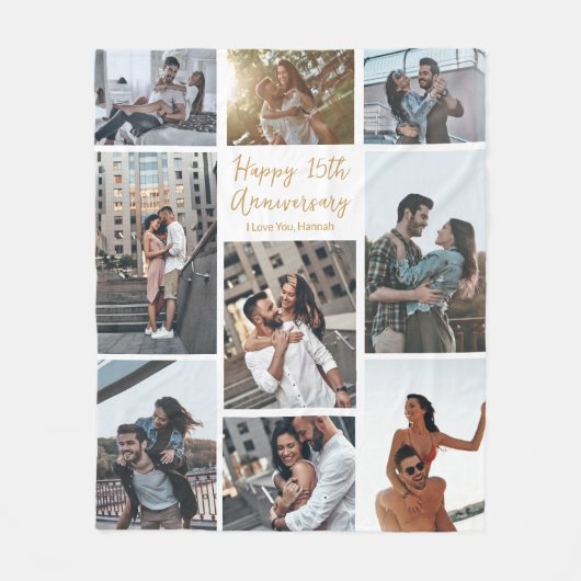 Romantische Custom Anniversary Foto Collage Modern Fleecedecke (Vorderseite)