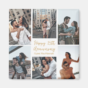 Romantische Custom Anniversary Foto Collage Modern Magnet