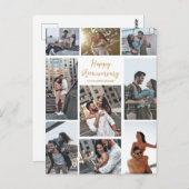 Romantische Custom Anniversary Foto Collage Modern Postkarte (Vorne/Hinten)