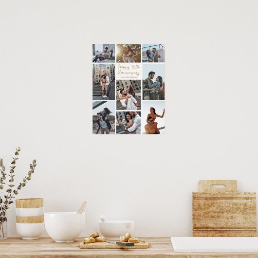 Romantische Custom Anniversary Modern Foto Collage Poster (Küche)