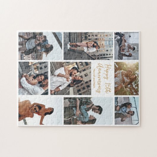 Romantische Custom Anniversary Modern Foto Collage Puzzle (Horizontal)