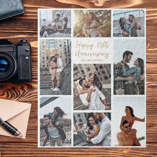 Romantische Custom Anniversary Modern Foto Collage Puzzle