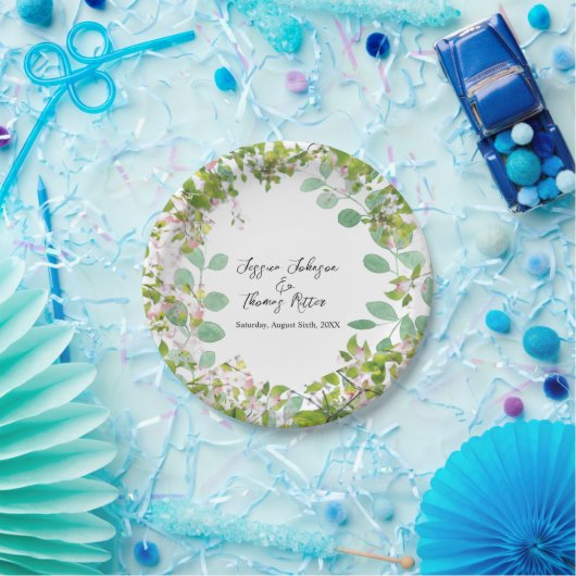 Romantische Custom Eukalyptus Summer Wedding Pappteller (Party)