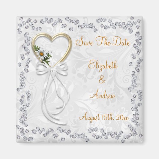 Romantische Daisy, Diamonds und Ribbon Magnet (Vorne)