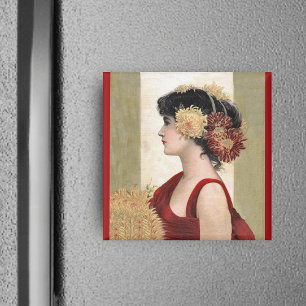 Romantische Dame in Rot Magnet