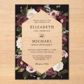 Romantische Dark Moody Floral Wedding Acryleinladungen (Vorderseite)