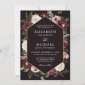 Romantische Dark Moody Floral Wedding Einladung (Vorderseite)