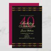 Romantische Dekorationsgrenze, Garnet Gem Birthday Einladung (Vorne/Hinten)