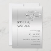 Romantische Dekorative Ringe Spanische Hochzeit Einladung (Vorderseite)