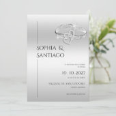 Romantische Dekorative Ringe Spanische Hochzeit Einladung (Stehend Vorderseite)