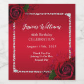 Romantische dekorative Rose Geburtstagsparty Weinetikett (Einzelnes Label)