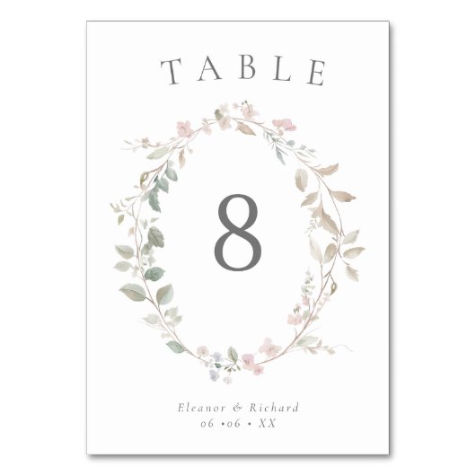 Romantische Delikatesse Blumenzeremonie Tischnummer (Rückseite)