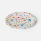 Romantische Delikatessen Blume Wasserfarbe Garten Pappteller (Schrägansicht)