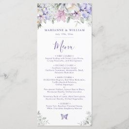 Romantische Delikatessen mit floralen Lavendel Hoc Menükarte