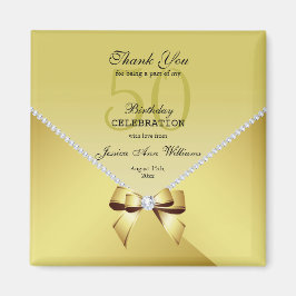 Romantische Diamanten & Gold Bow 50. Geburtstag Magnet