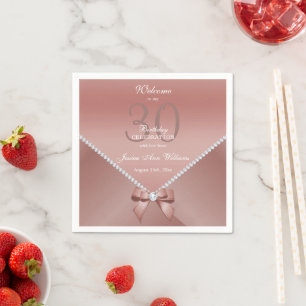 Romantische Diamanten & Rose Gold Bow 30. Geburtst Serviette