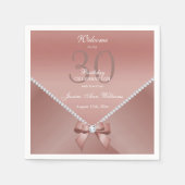 Romantische Diamanten & Rose Gold Bow 30. Geburtst Serviette (Vorderseite)