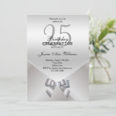 Romantische Diamanten & Silberbraun 25. Geburtstag Einladung (Stehend Vorderseite)