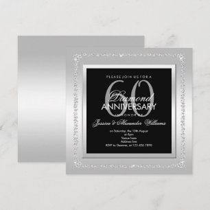 Romantische Diamanten Silberne 60. Hochzeitstag-Ju Einladung