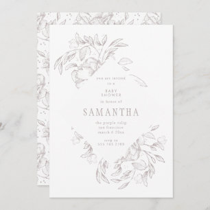 Romantische Diamond Floral Baby Dusche Einladung