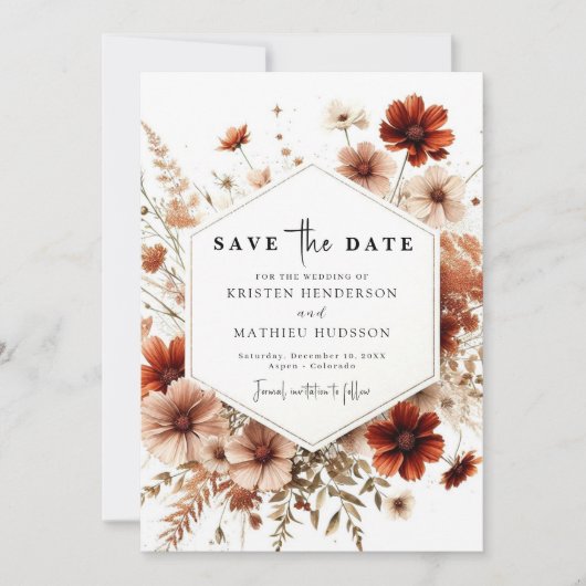 Romantische Digital Terracotta Hochzeit Save The Date (Vorderseite)