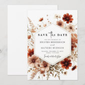 Romantische Digital Terracotta Hochzeit Save The Date (Vorne/Hinten)